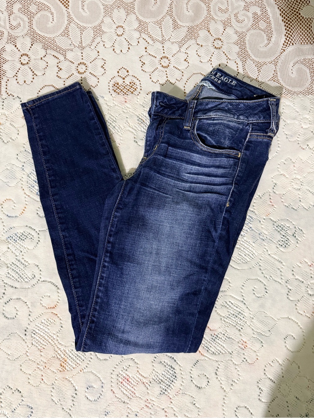 American Eagle Outfitters Women’s Dark Wash Skinny Jeggings - Blue - 4 Long